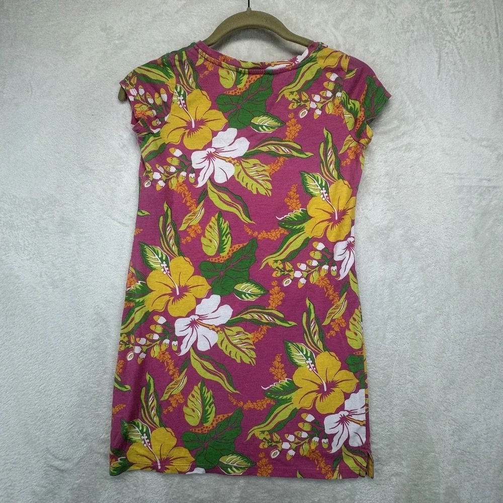 Polo Ralph Lauren Girls Dress M 8-10 Hibiscus Floral Pink Tropical
